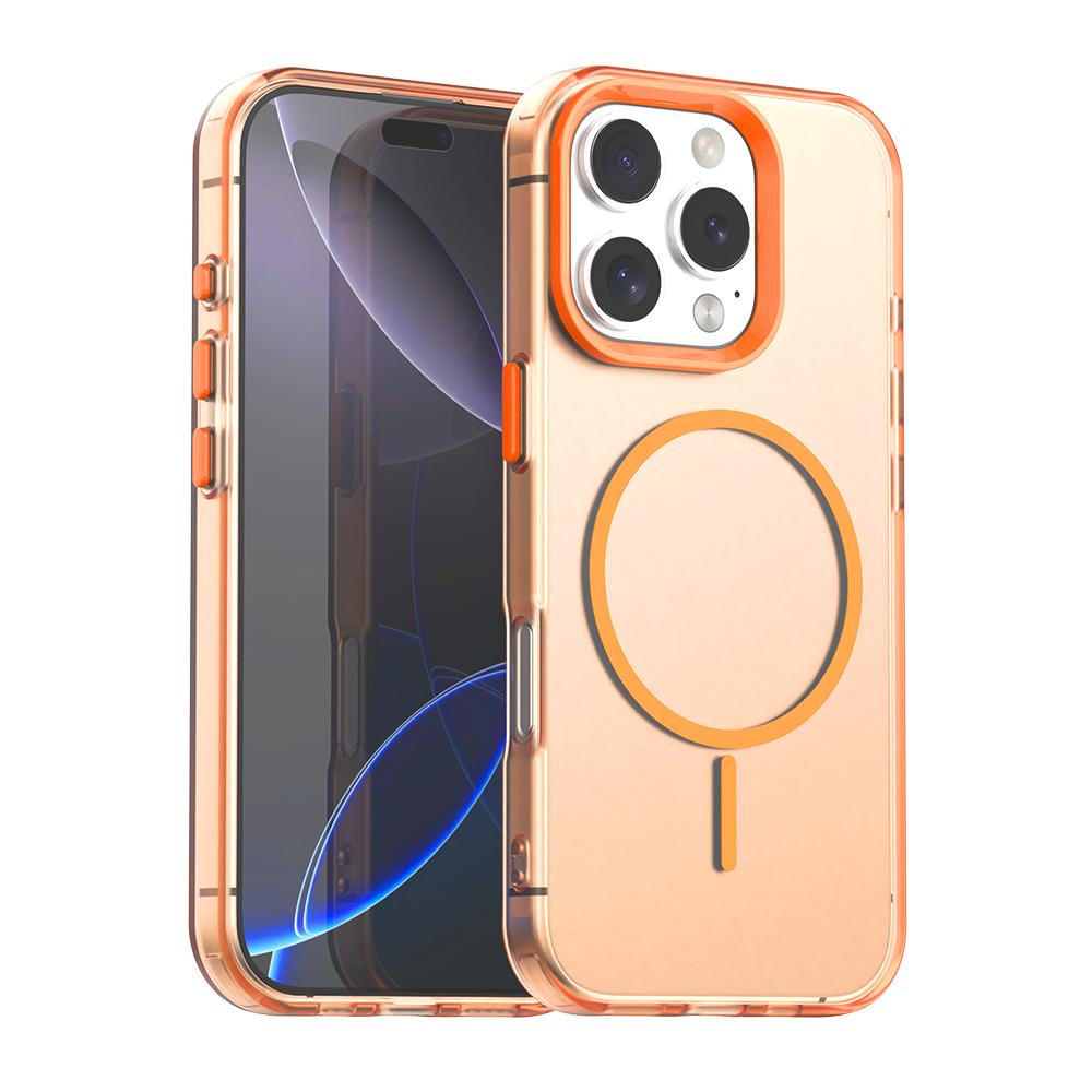 For iPhone 16 Pro Candy Fine Circle Magsafe PC Hybrid TPU Phone Case(Orange) - Shopkiz.com