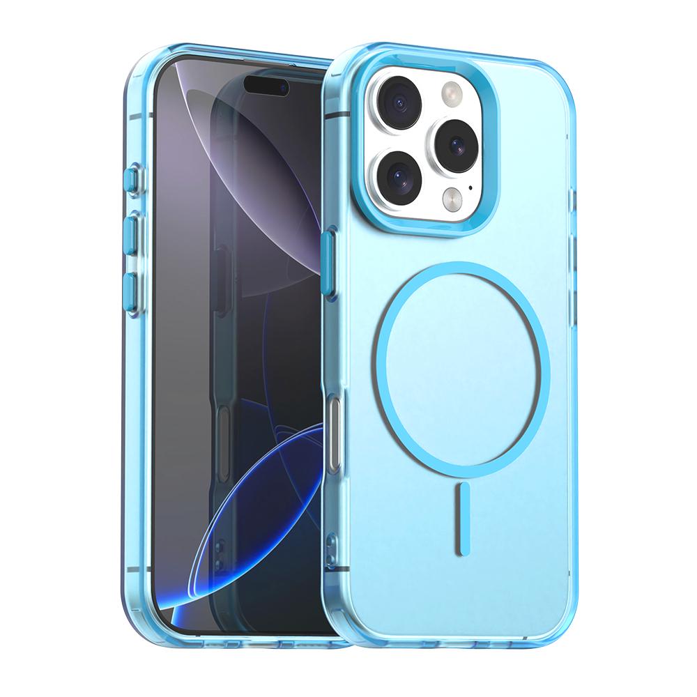 For iPhone 16 Pro Candy Fine Circle Magsafe PC Hybrid TPU Phone Case(Blue) - Shopkiz.com