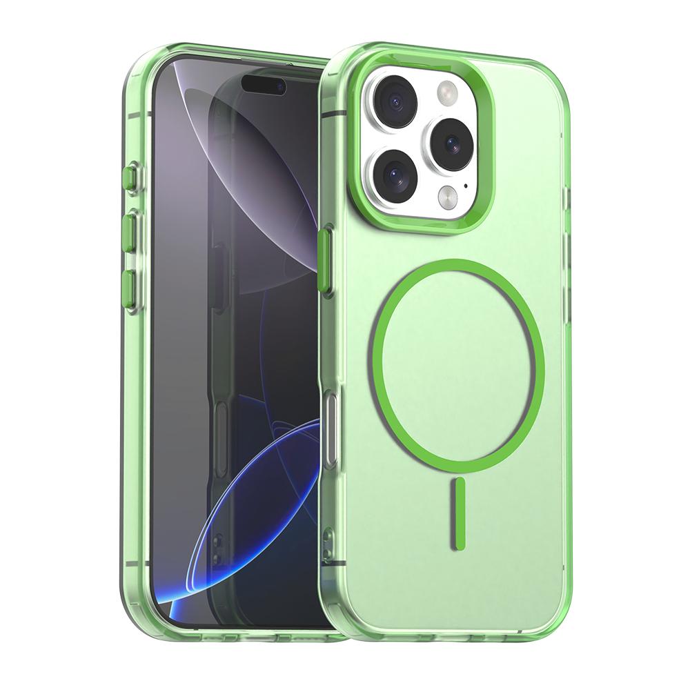 For iPhone 16 Pro Candy Fine Circle Magsafe PC Hybrid TPU Phone Case(Green) - Shopkiz.com