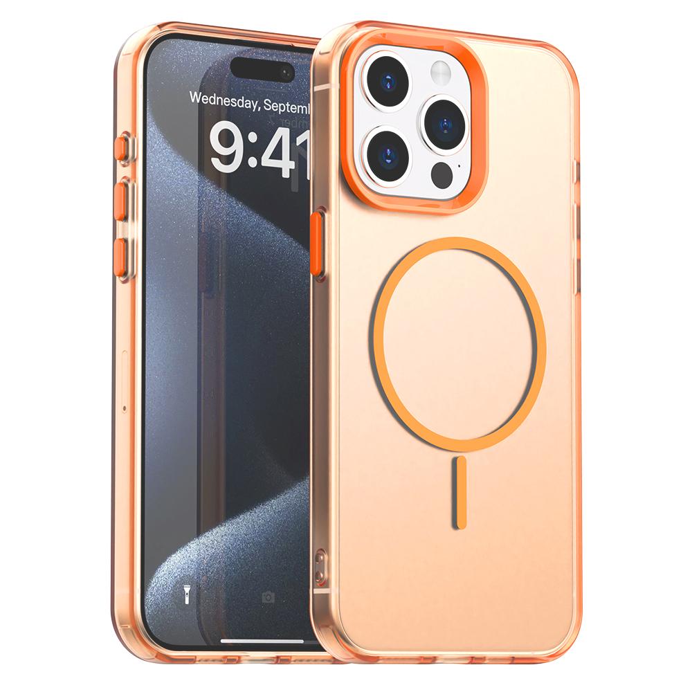 For iPhone 15 Pro Candy Fine Circle Magsafe PC Hybrid TPU Phone Case(Orange) - Shopkiz.com