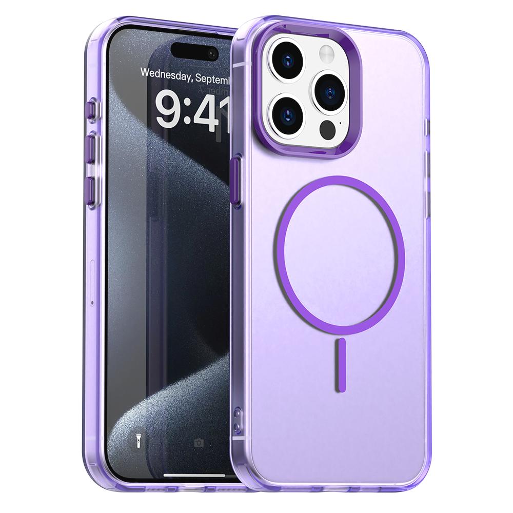 For iPhone 15 Pro Candy Fine Circle Magsafe PC Hybrid TPU Phone Case(Purple) - Shopkiz.com