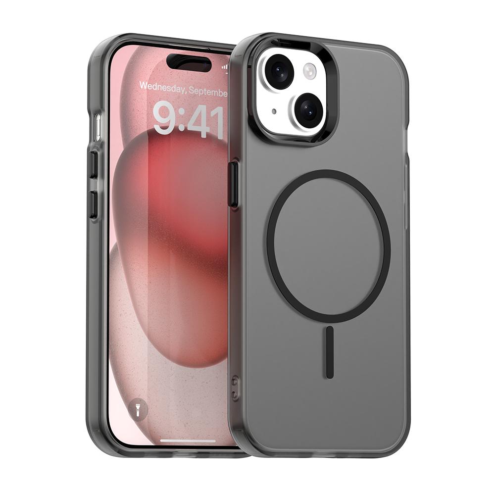 For iPhone 15 Candy Fine Circle Magsafe PC Hybrid TPU Phone Case(Black) - Shopkiz.com