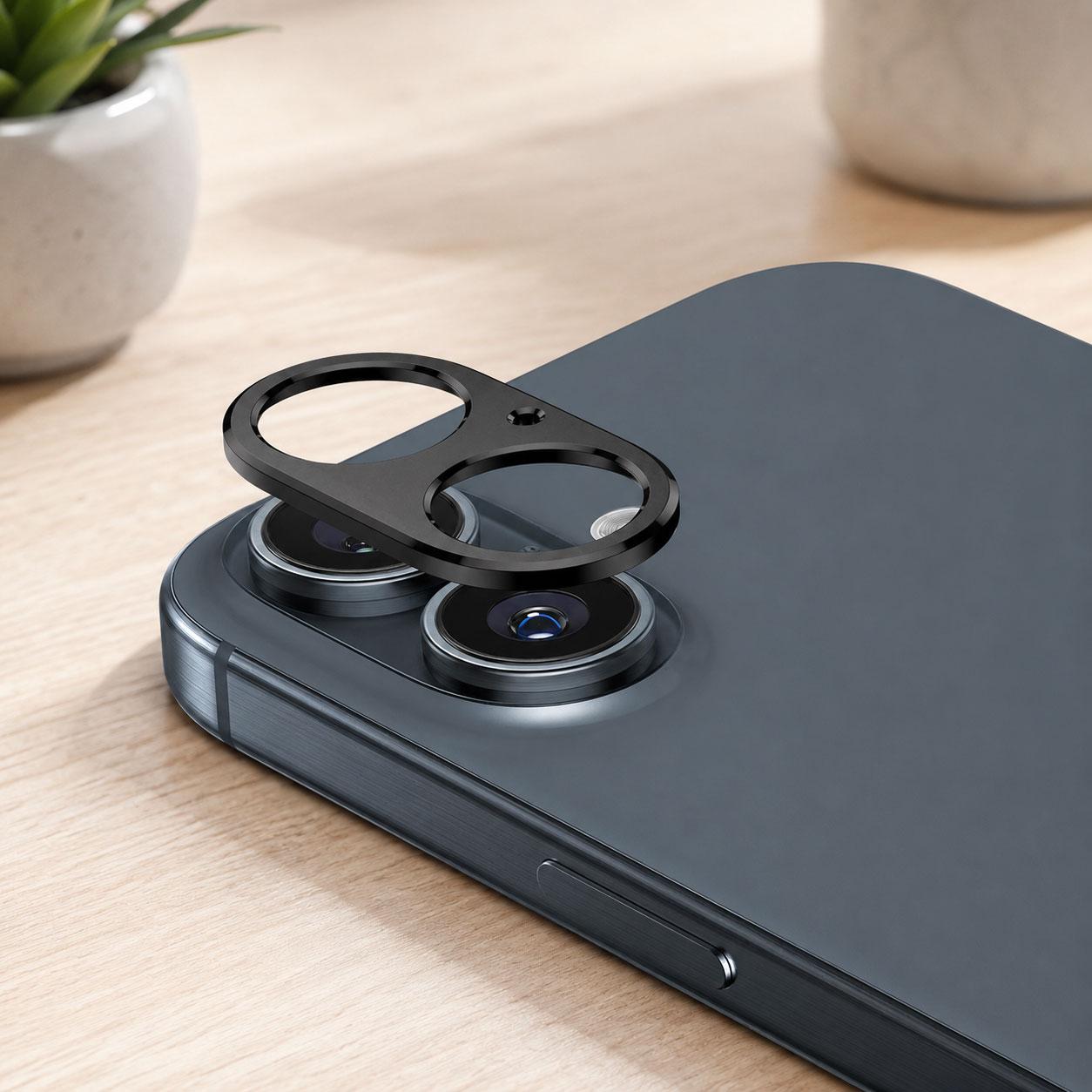For iPhone 16 / 16 Plus XDcase Titanium Alloy Hollow Camera Lens Protector(Black) - Shopkiz.com