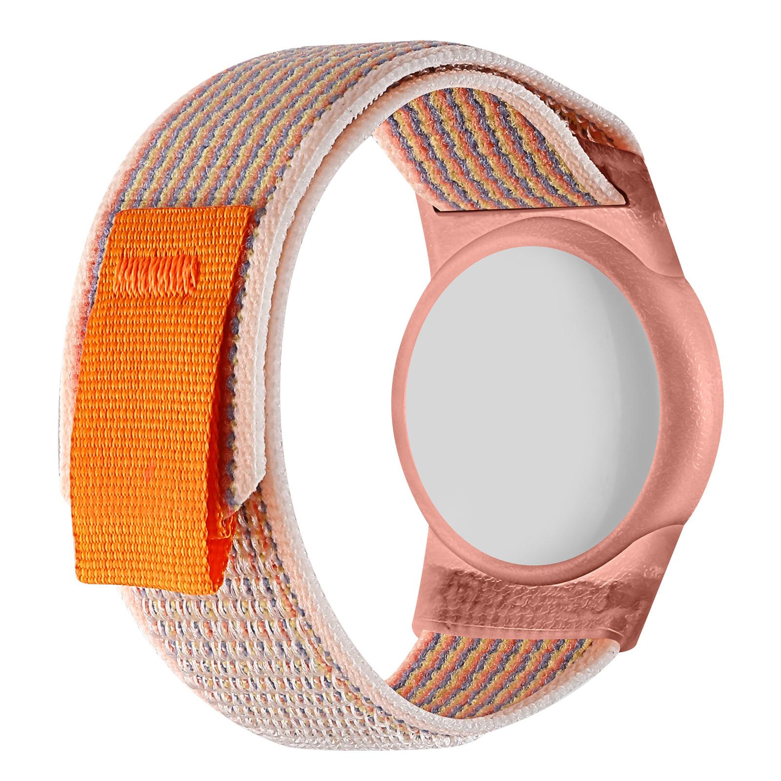 For AirTag 2nd Gen / AirTag 1st Gen xDfind Loop Nylon Band Style Anti-lost Tracker Protective Cover(Pink) - Shopkiz.com