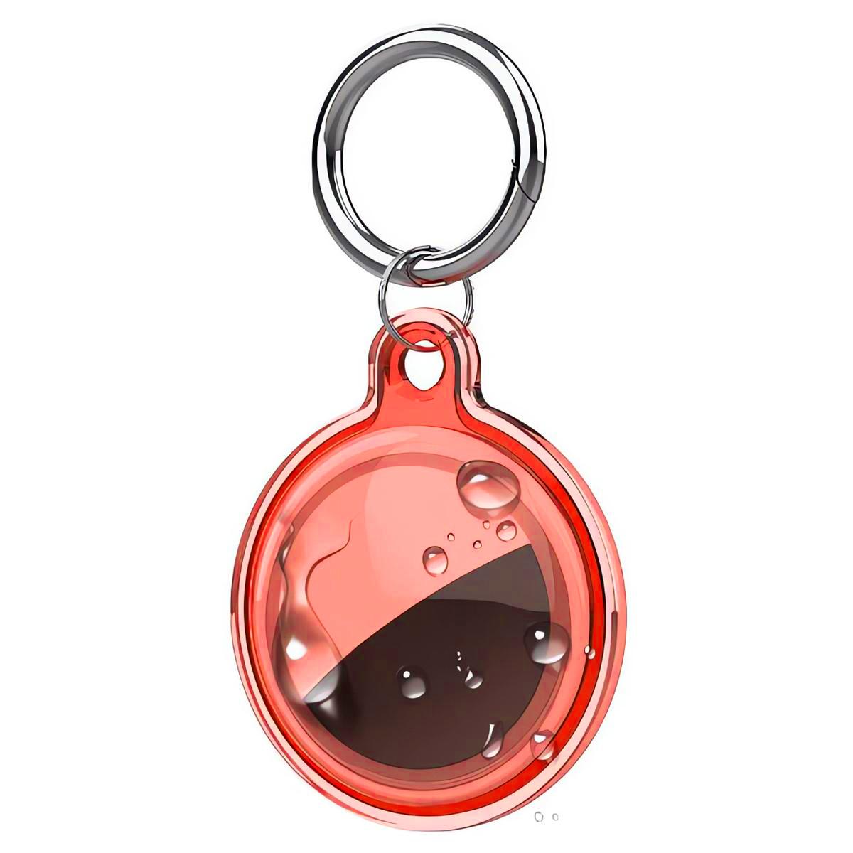 For AirTag 2nd Gen / AirTag 1st Gen xDfind Full-cover Waterproof TPU Protective Cover(Transparent Red) - Shopkiz.com