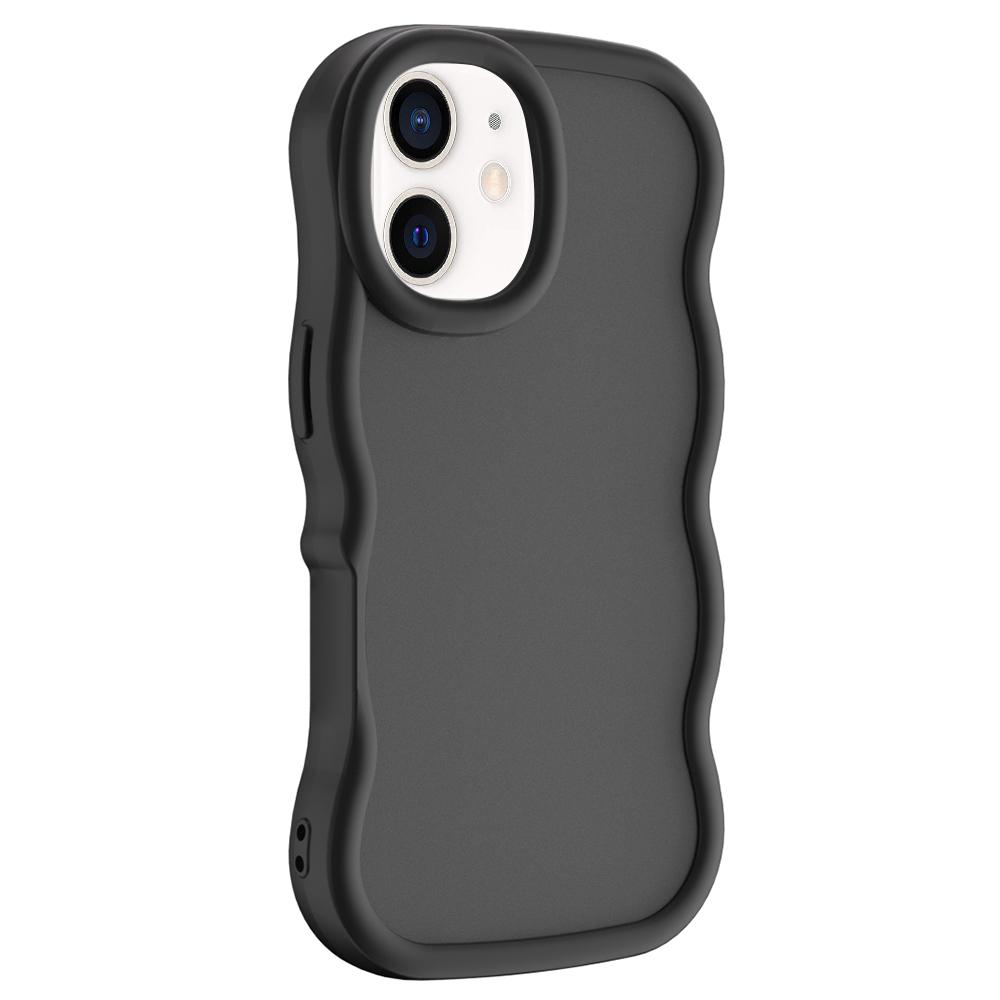 For iPhone 12 / 12 Pro Big Wave Skin Feel Phone Case(Black) - Shopkiz.com