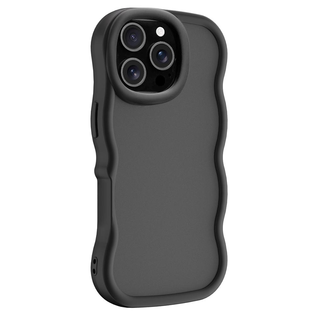 For iPhone 15 Pro Max Big Wave Skin Feel Phone Case(Black) - Shopkiz.com