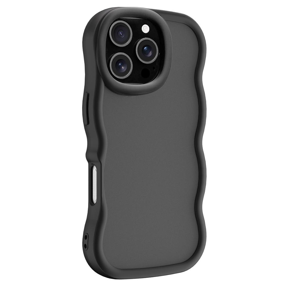 For iPhone 16 Pro Big Wave Skin Feel Phone Case(Black) - Shopkiz.com