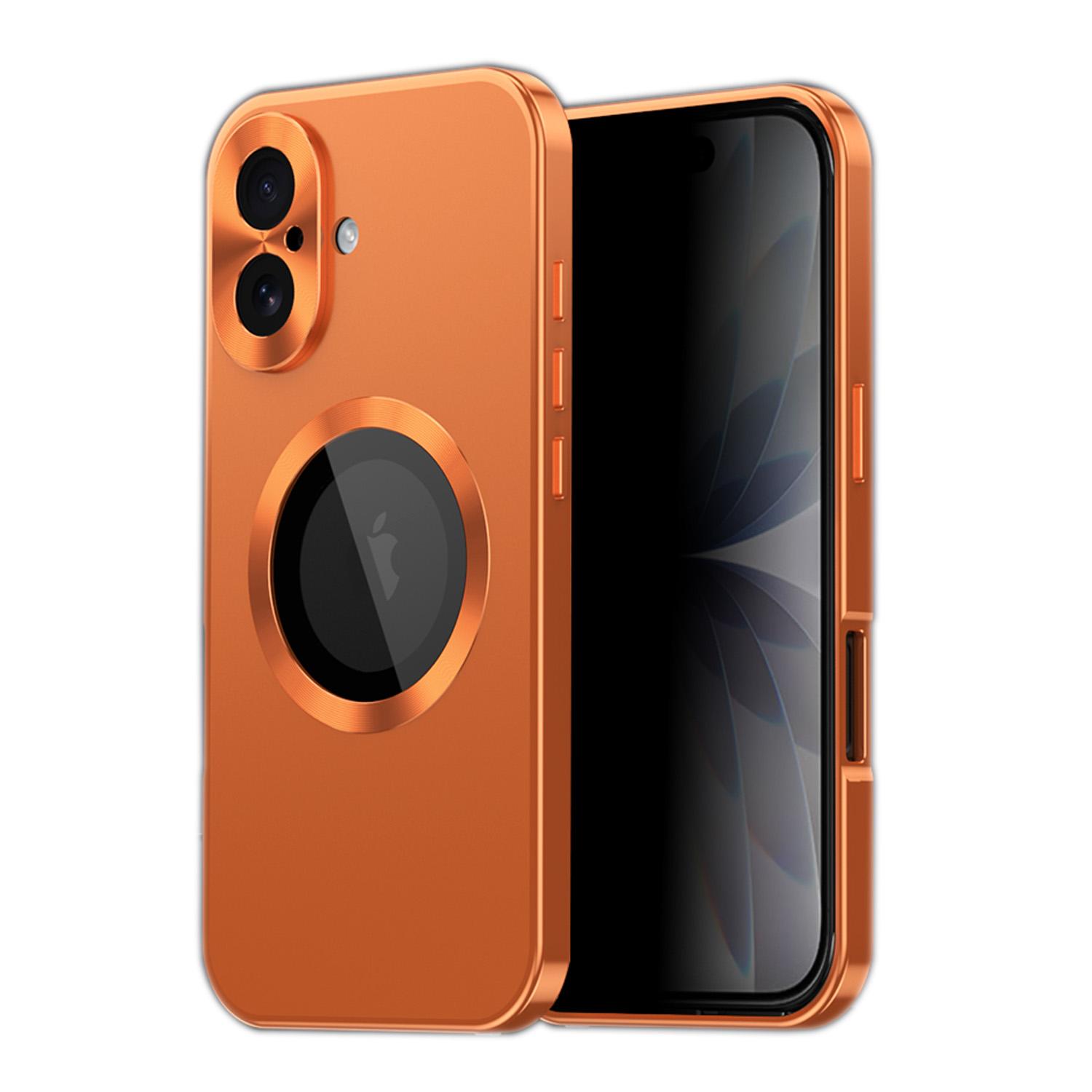For iPhone 17 Privacy Screen Film Full Cover MagSafe Phone Case(Orange) - Shopkiz.com