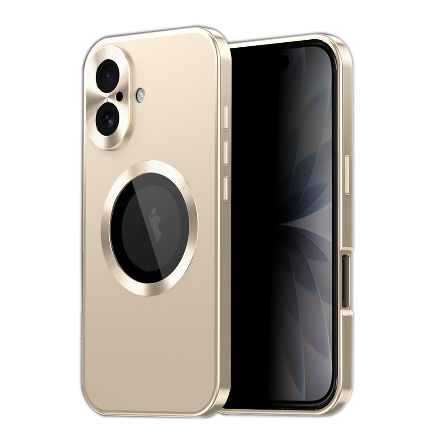 For iPhone 17 Privacy Screen Film Full Cover MagSafe Phone Case(Gold) - Shopkiz.com