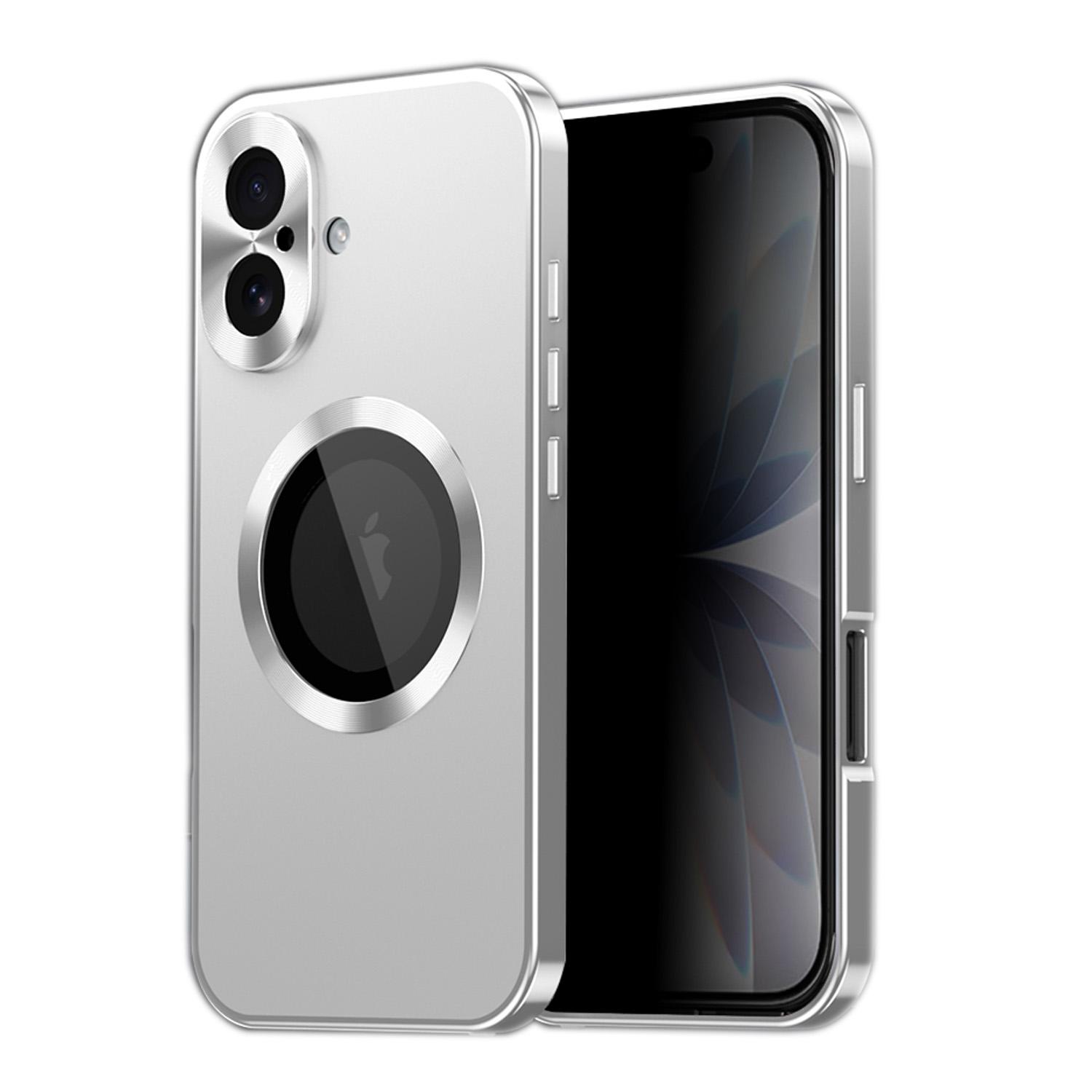 For iPhone 17 Privacy Screen Film Full Cover MagSafe Phone Case(Silver) - Shopkiz.com
