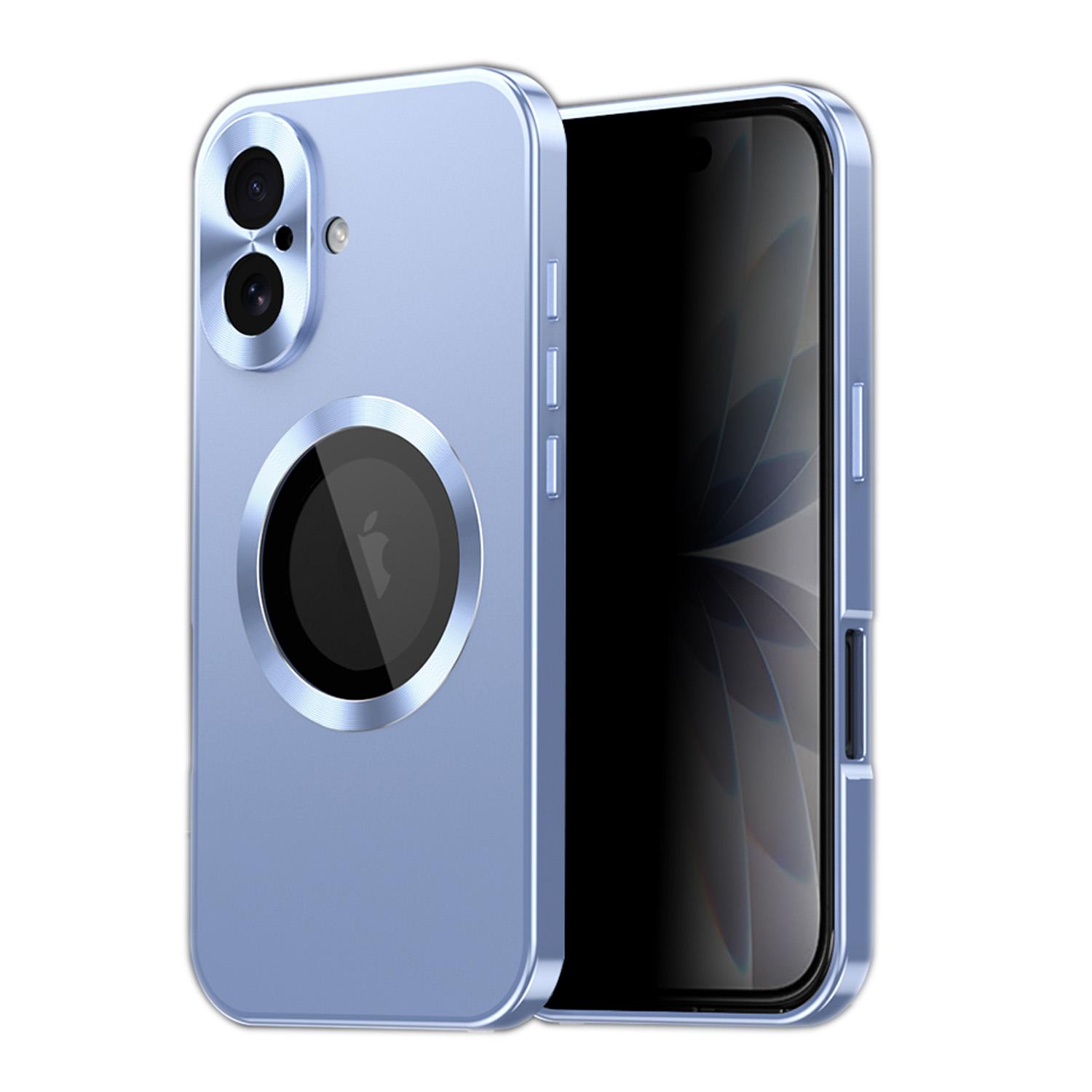 For iPhone 17 Privacy Screen Film Full Cover MagSafe Phone Case(Blue) - Shopkiz.com