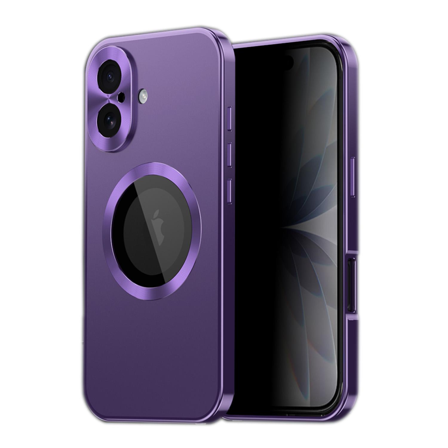 For iPhone 17 Privacy Screen Film Full Cover MagSafe Phone Case(Purple) - Shopkiz.com