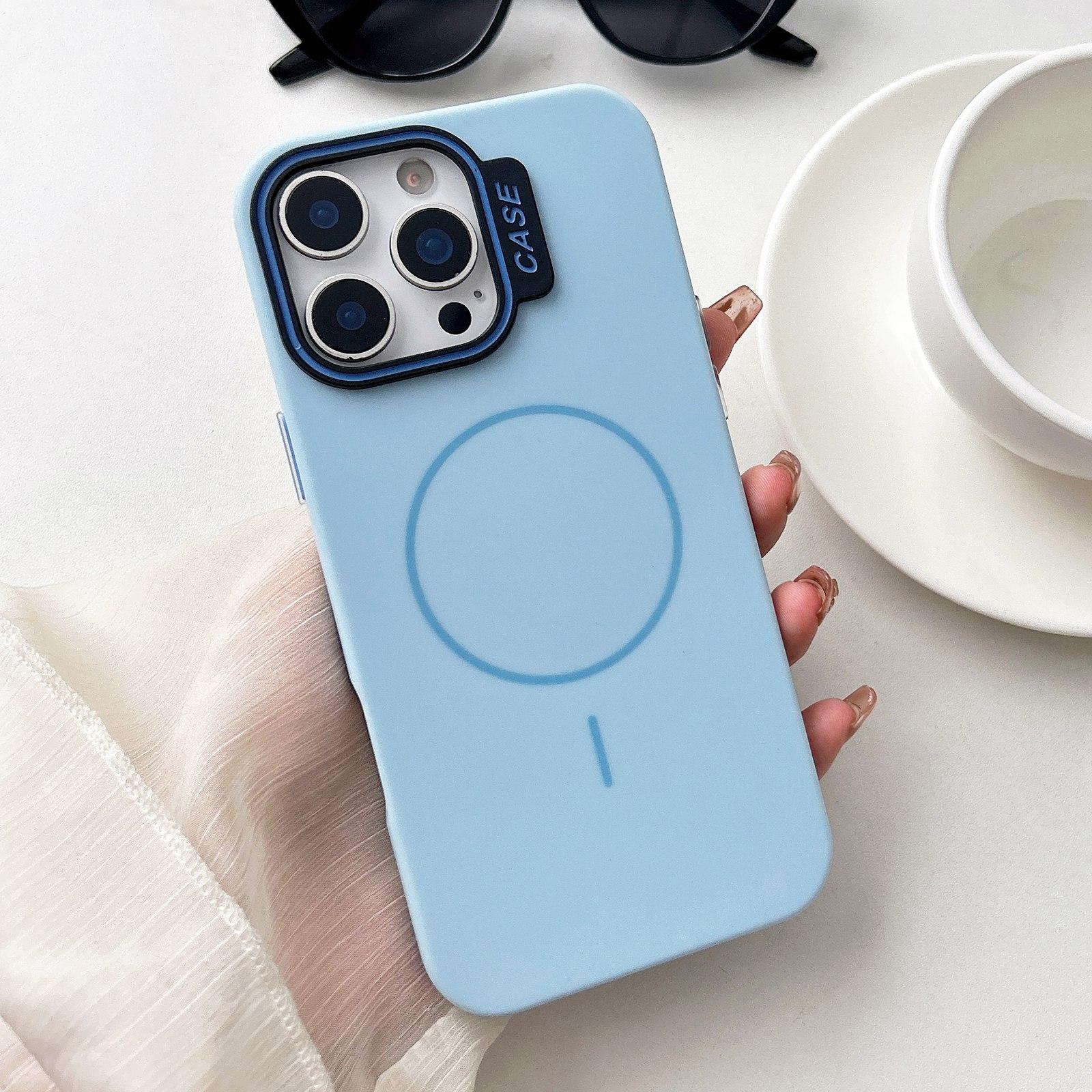 For iPhone 13 Pro Large Hole Solid Color Frame CESA Fine Ring Magsafe Phone Case(Blue) - Shopkiz.com