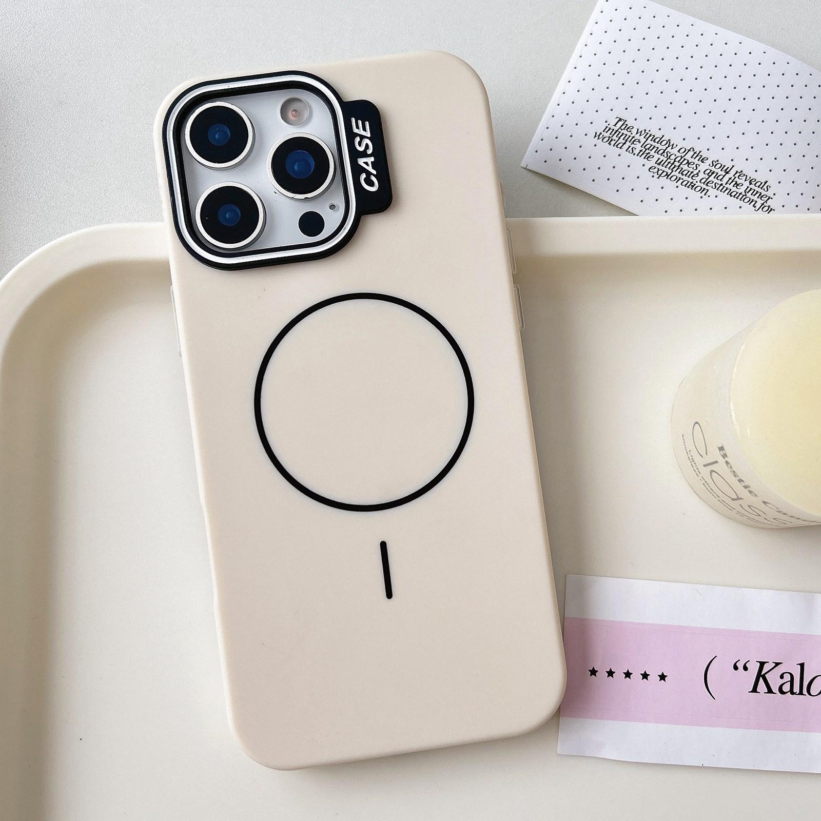 For iPhone 16 Pro Max Large Hole Solid Color Frame CESA Fine Ring Magsafe Phone Case(White) - Shopkiz.com