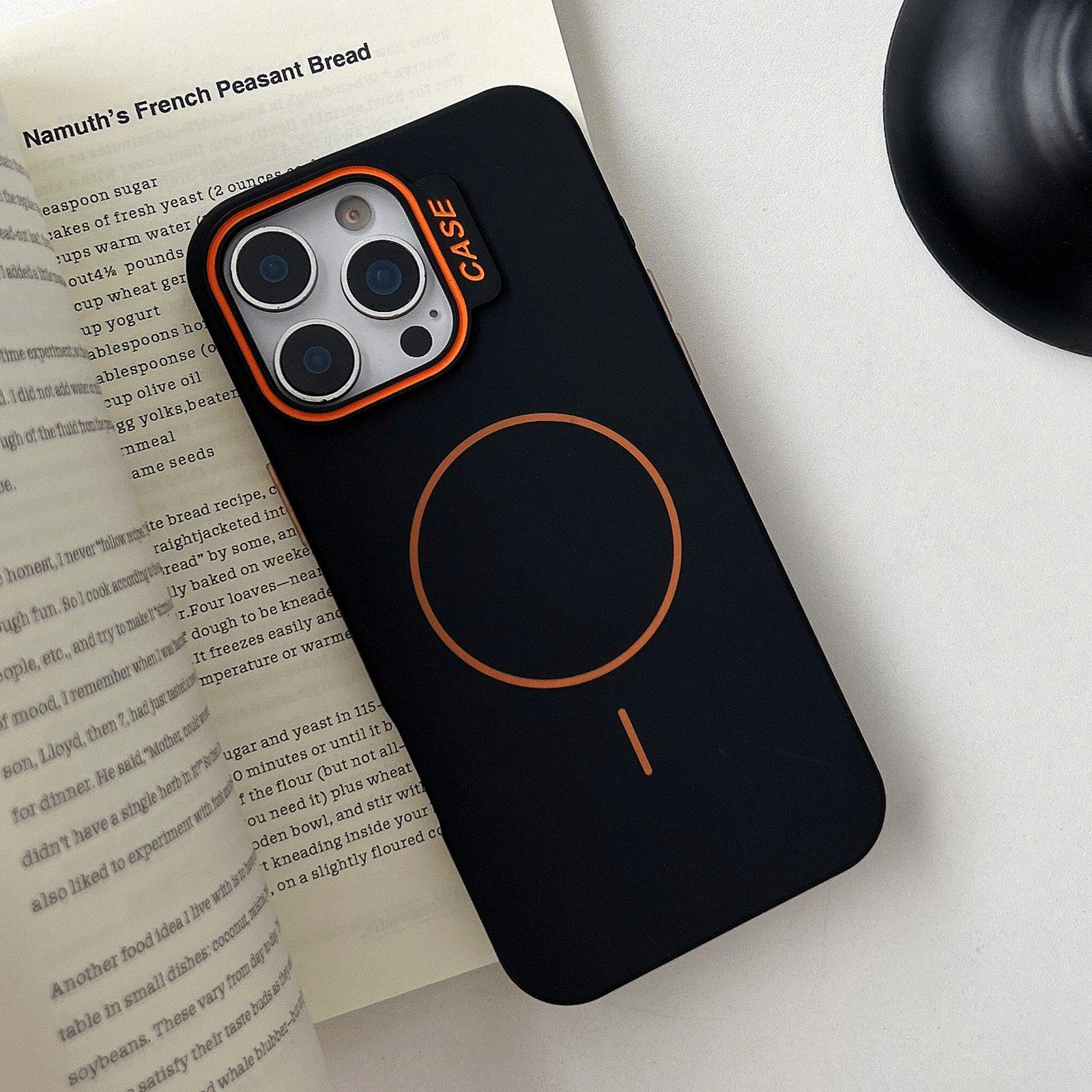 For iPhone 16 Pro Max Large Hole Solid Color Frame CESA Fine Ring Magsafe Phone Case(Black) - Shopkiz.com