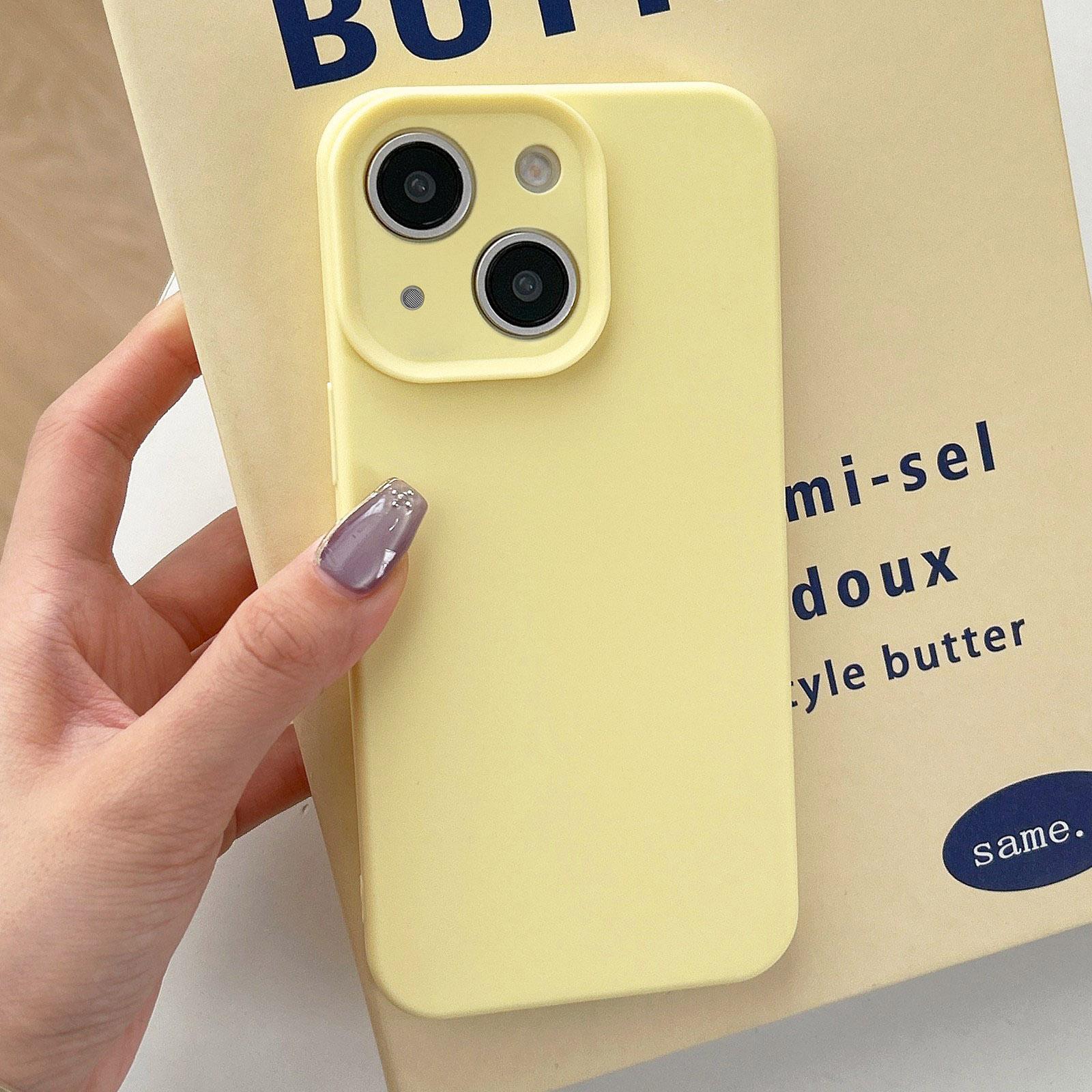 For iPhone 13 Precision Hole Camera Frame Solid Color Phone Case(Yellow) - Shopkiz.com