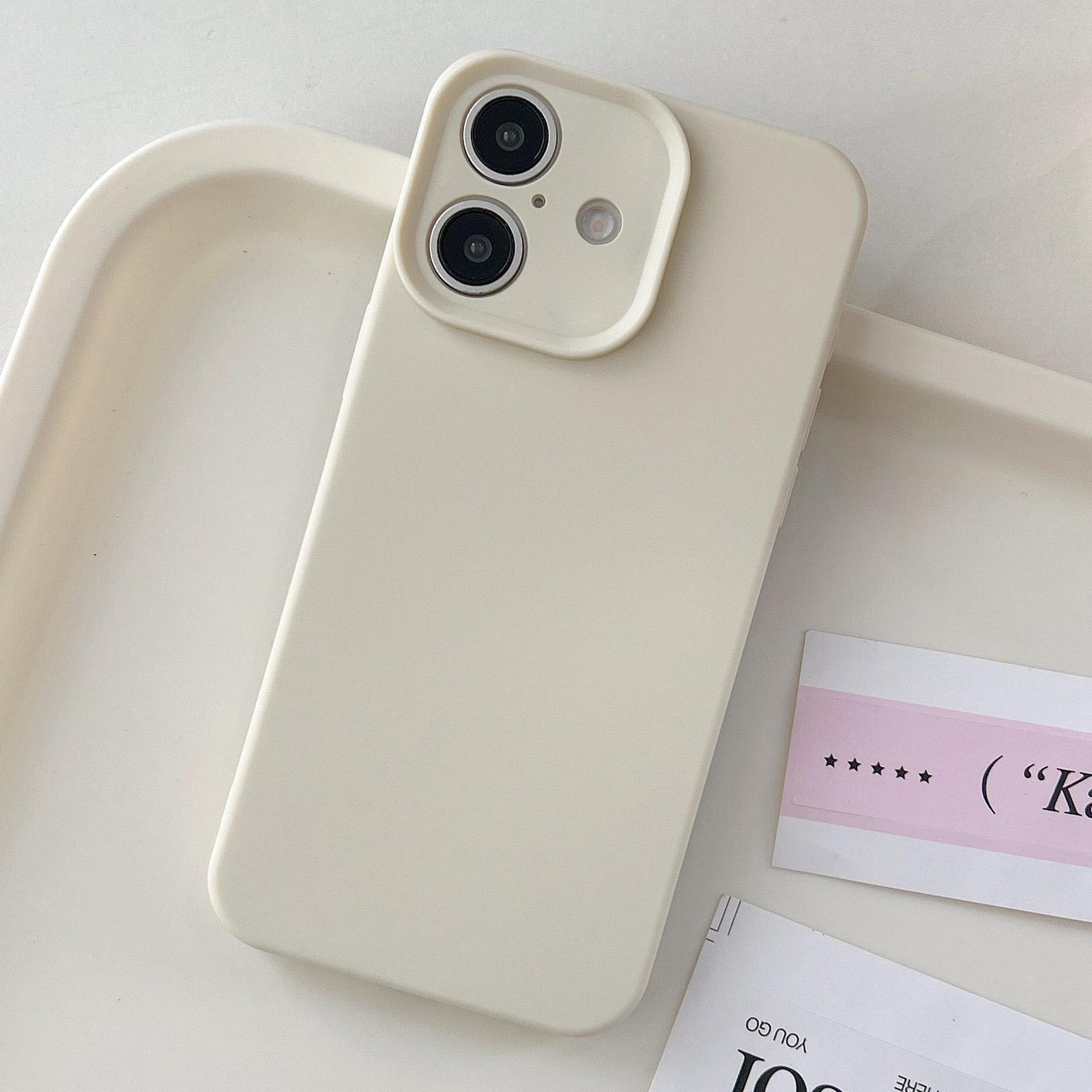 For iPhone 16 Precision Hole Camera Frame Solid Color Phone Case(White) - Shopkiz.com