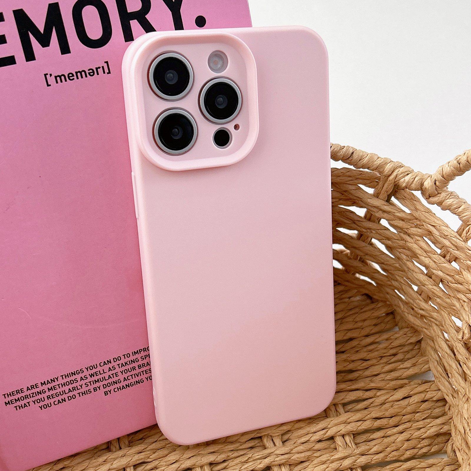 For iPhone 16 Pro Precision Hole Camera Frame Solid Color Phone Case(Pink) - Shopkiz.com