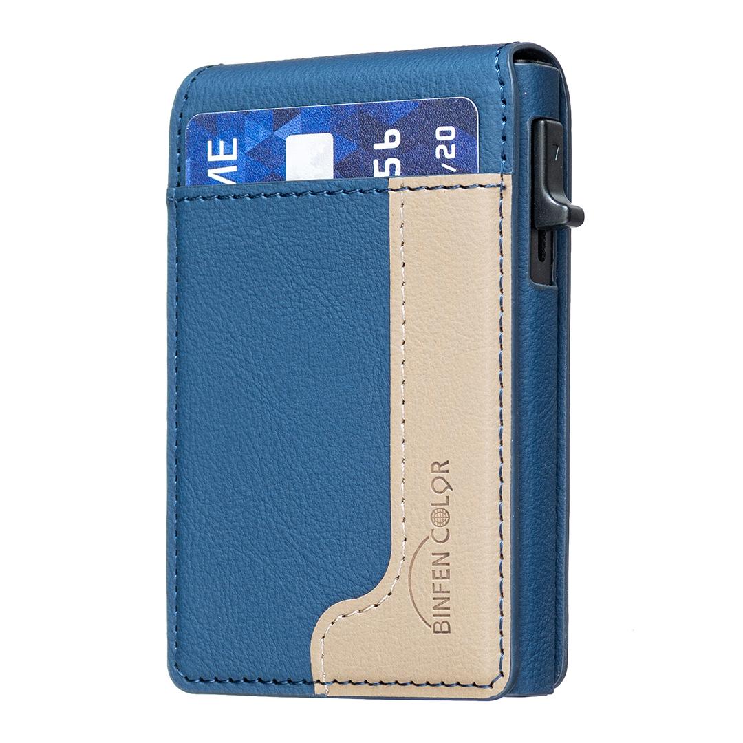 BFK28 Colorblock MagSafe Magnetic Leather Card Bag(Dark Blue) - Shopkiz.com