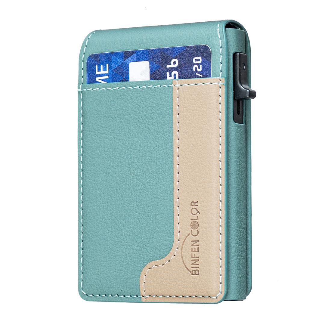 BFK28 Colorblock MagSafe Magnetic Leather Card Bag(Green) - Shopkiz.com