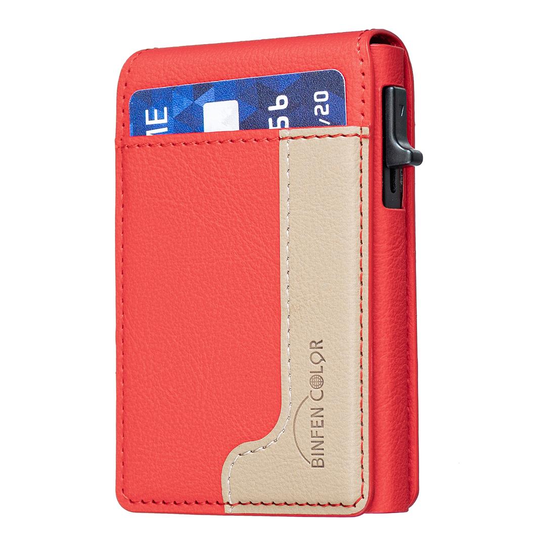 BFK28 Colorblock MagSafe Magnetic Leather Card Bag(Red) - Shopkiz.com