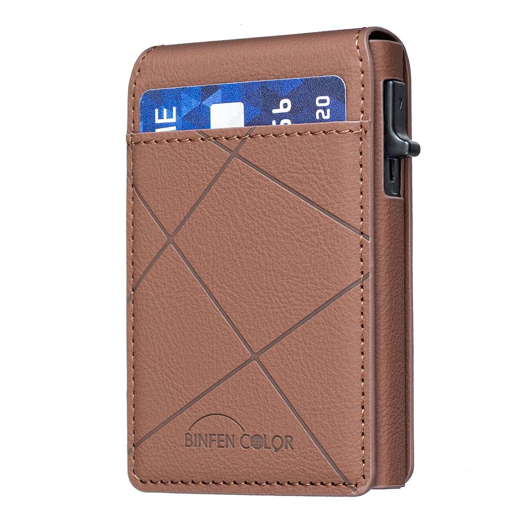 BFK32 Embossed Prismatic MagSafe Magnetic Leather Card Bag(Brown) - Shopkiz.com