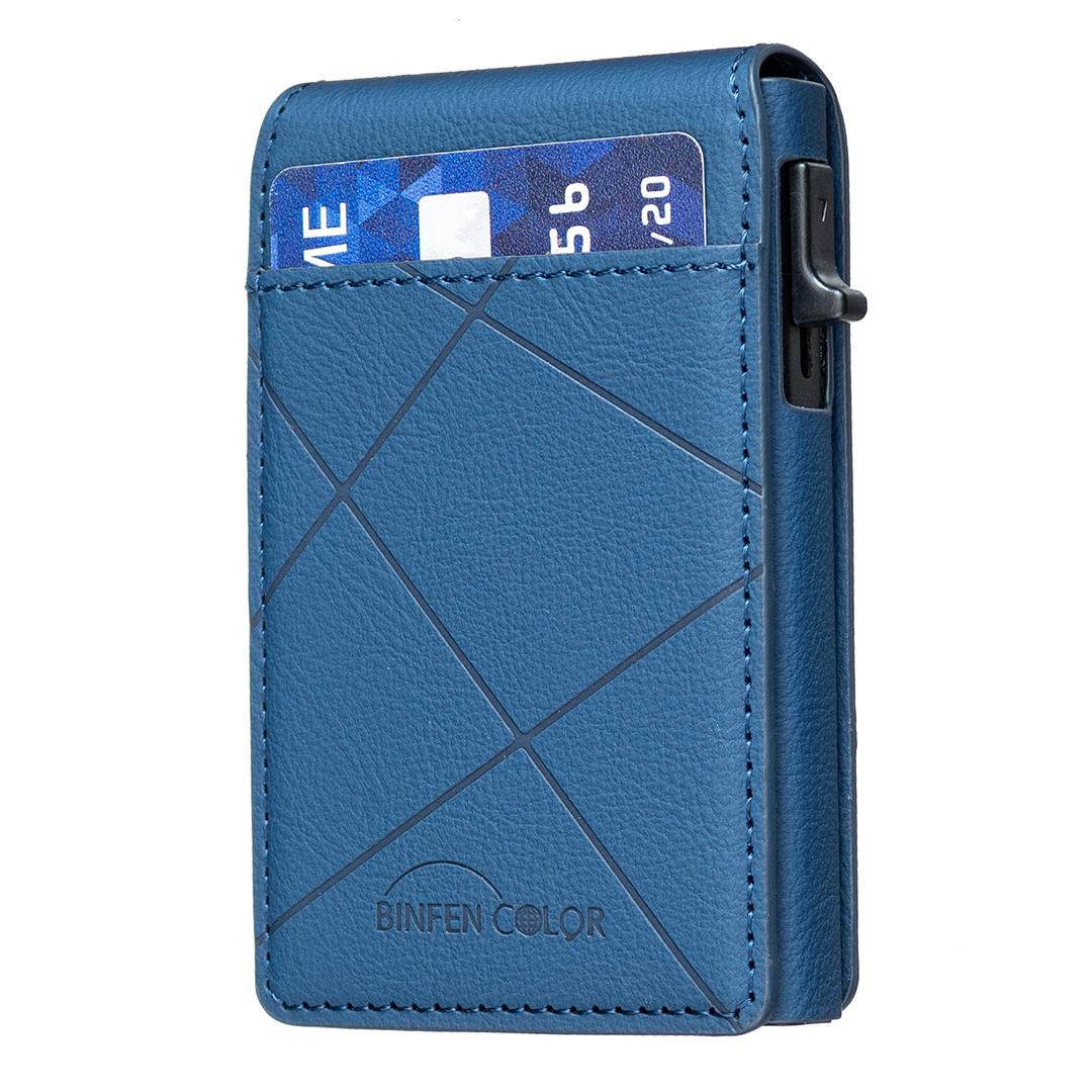 BFK32 Embossed Prismatic MagSafe Magnetic Leather Card Bag(Dark Blue) - Shopkiz.com