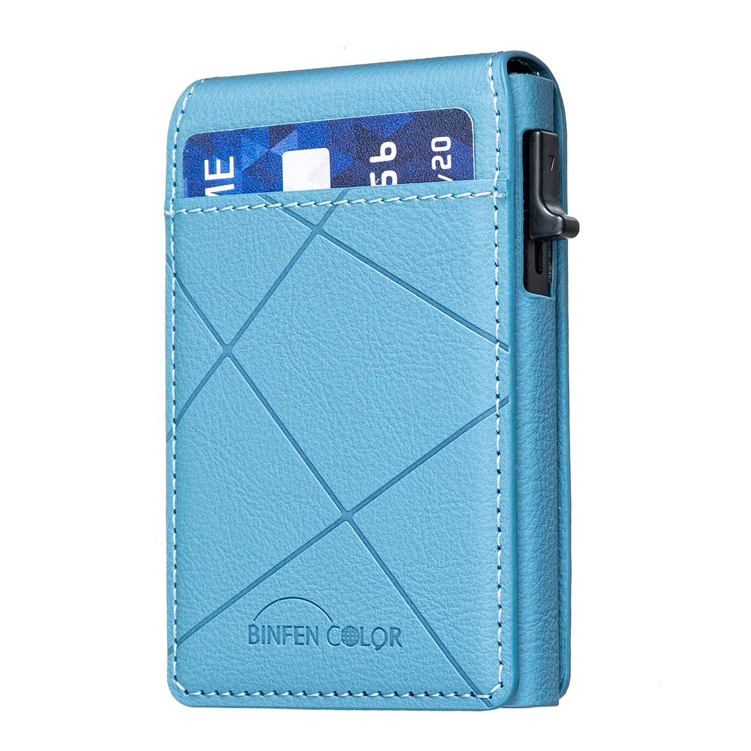 BFK32 Embossed Prismatic MagSafe Magnetic Leather Card Bag(Light Blue) - Shopkiz.com