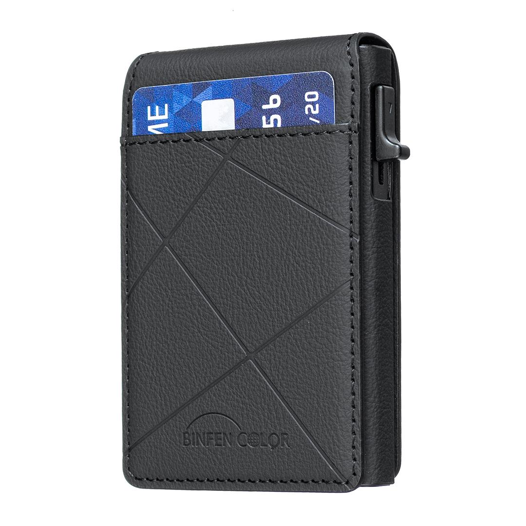 BFK32 Embossed Prismatic MagSafe Magnetic Leather Card Bag(Black) - Shopkiz.com