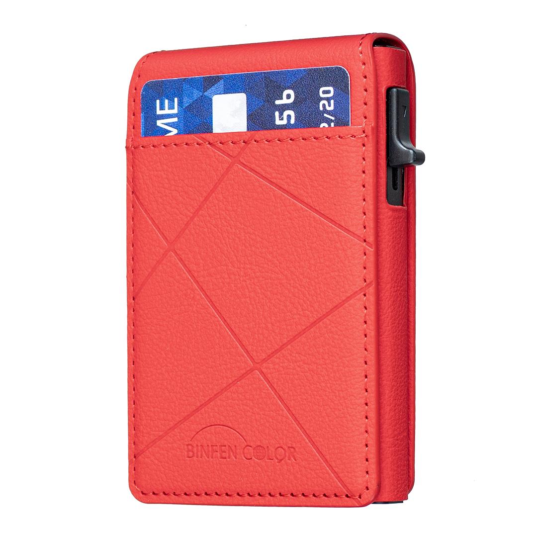 BFK32 Embossed Prismatic MagSafe Magnetic Leather Card Bag(Red) - Shopkiz.com