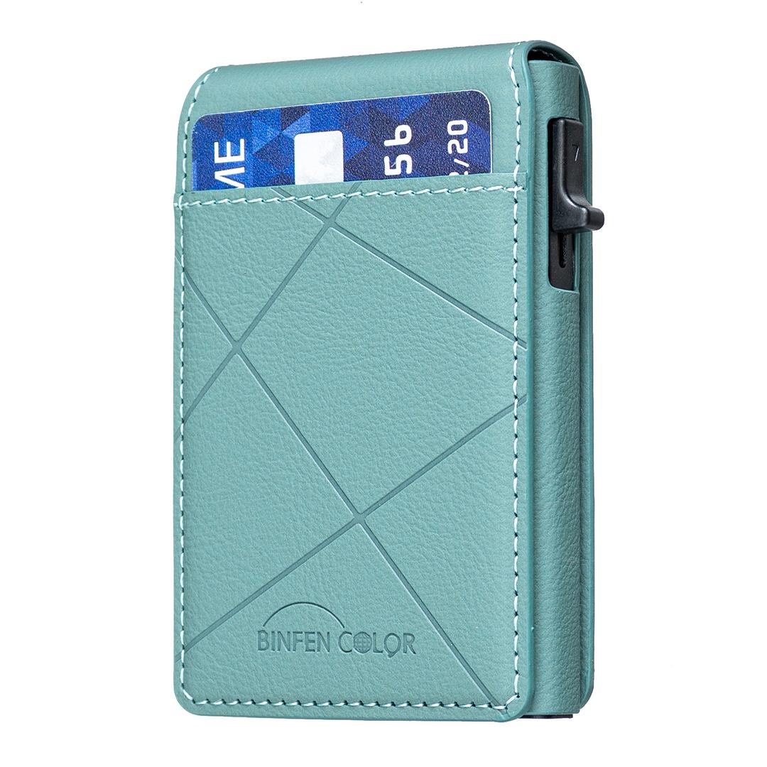 BFK32 Embossed Prismatic MagSafe Magnetic Leather Card Bag(Green) - Shopkiz.com