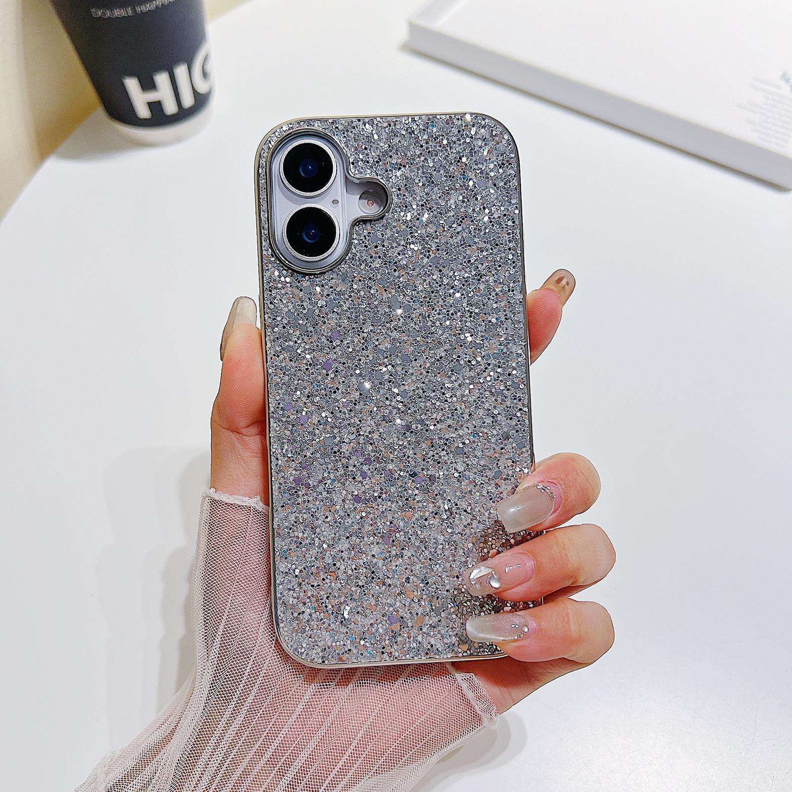 For iPhone 18 Glitter Powder Shockproof TPU Phone Case(Silver) - Shopkiz.com