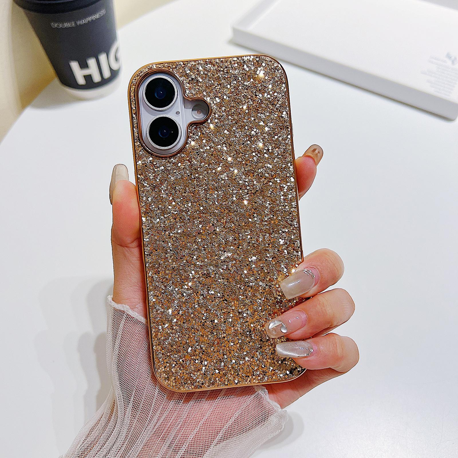 For iPhone 18 Glitter Powder Shockproof TPU Phone Case(Desert Gold) - Shopkiz.com