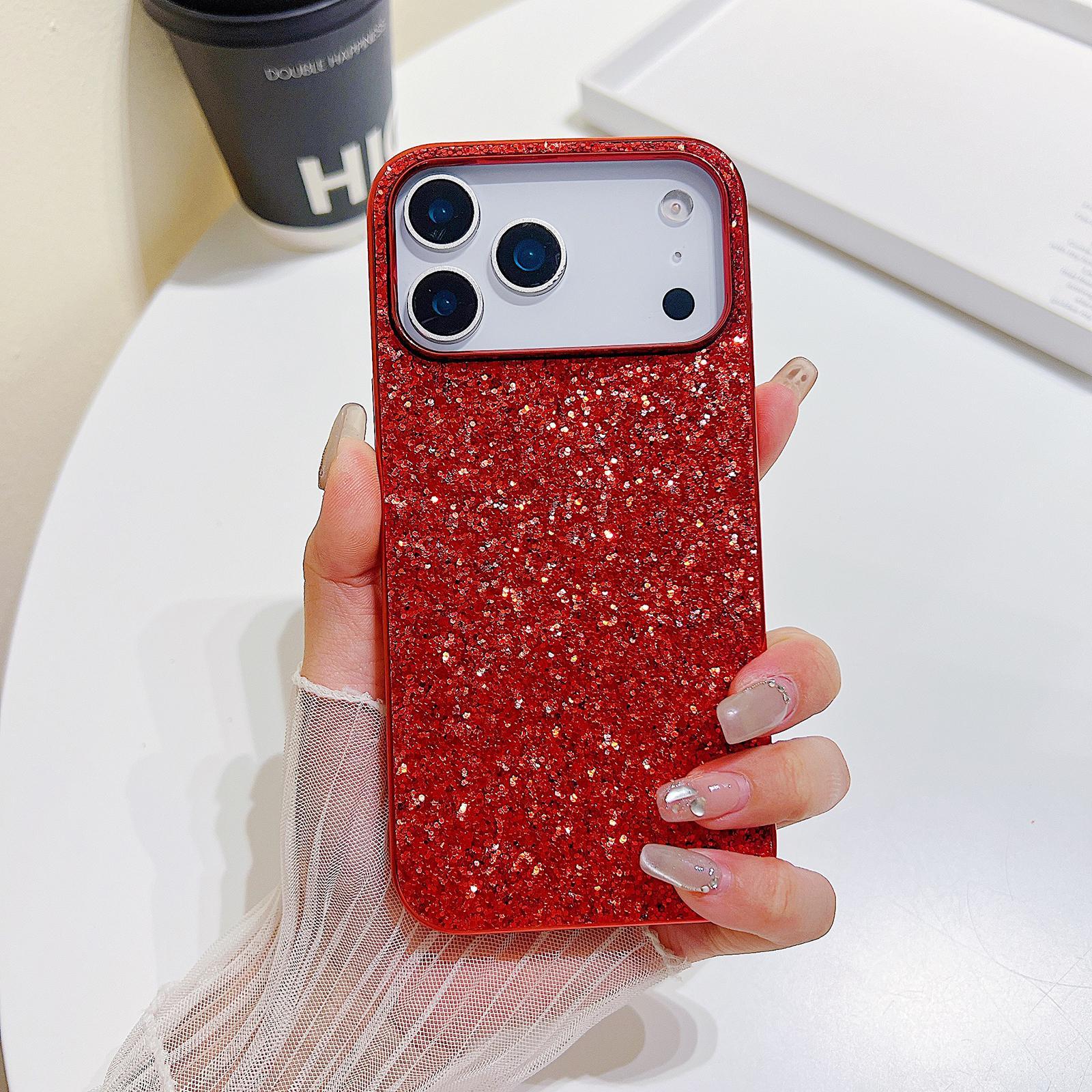 For iPhone 18 Pro Glitter Powder Shockproof TPU Phone Case(Red) - Shopkiz.com