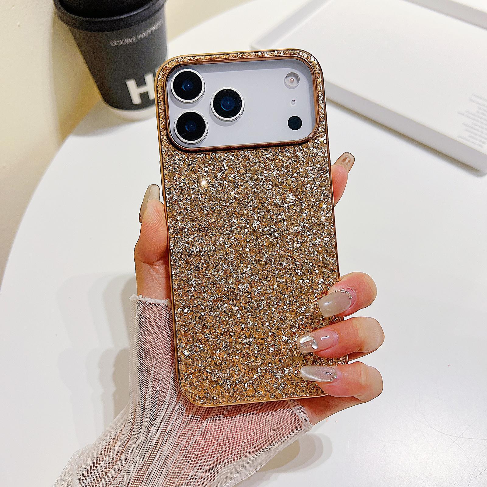 For iPhone 18 Pro Max Glitter Powder Shockproof TPU Phone Case(Desert Gold) - Shopkiz.com