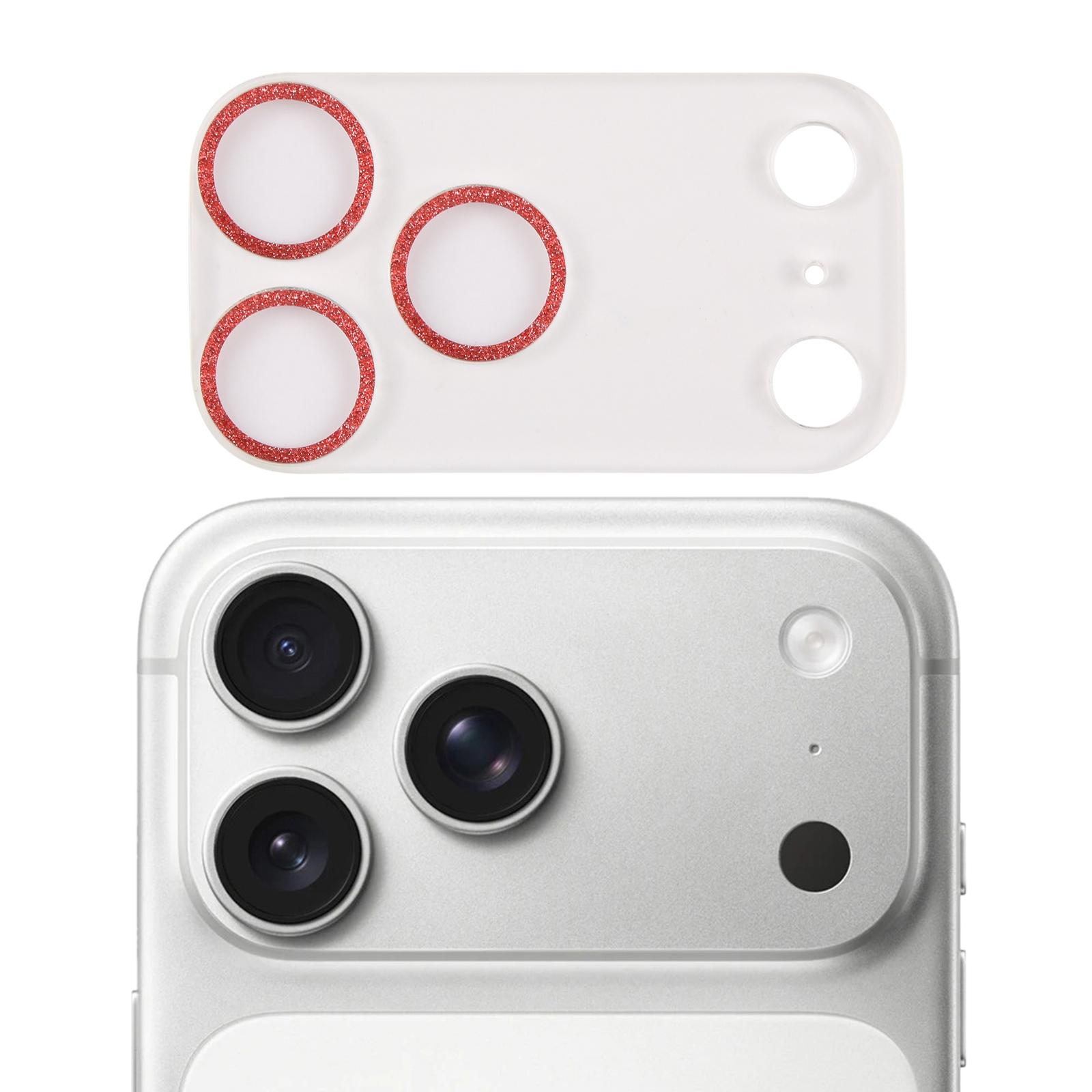 For iPhone 17 Pro Max Glitter Ring Tempered Glass Camera Lens Film(Red) - Shopkiz.com