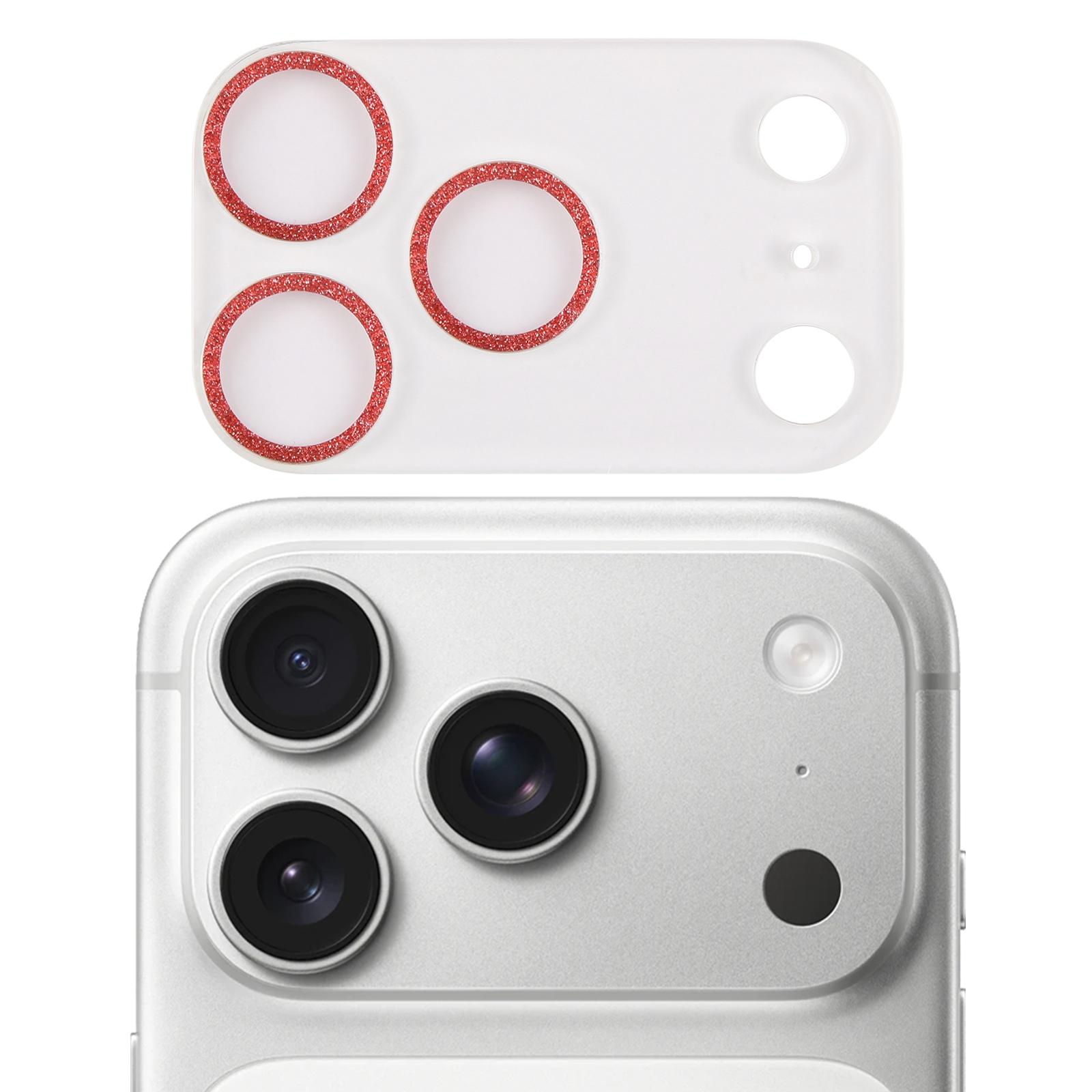 For iPhone 17 Pro Glitter Ring Tempered Glass Camera Lens Film(Red) - Shopkiz.com