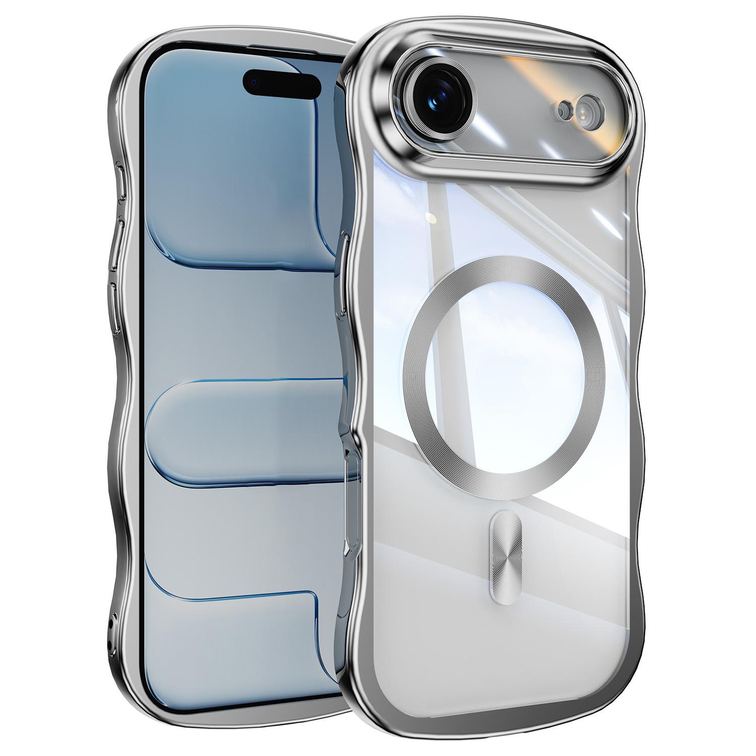 For iPhone Air Big Wave Electroplating MagSafe Magnetic Phone Case(Silver) - Shopkiz.com