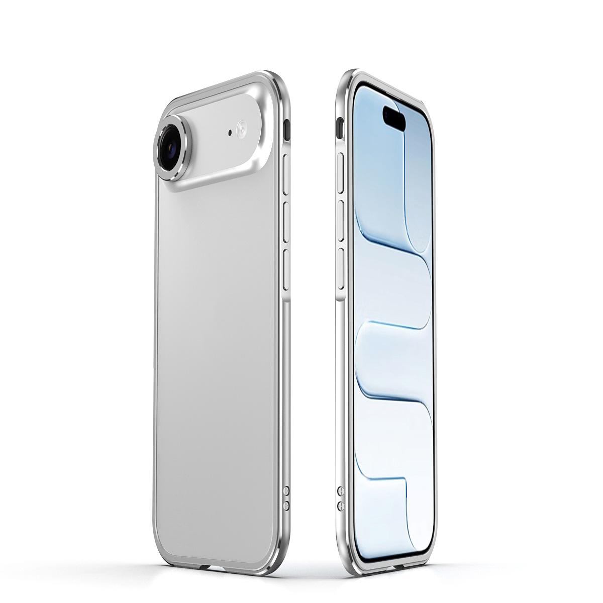 For iPhone Air Aurora Series Lens Protector + Metal Frame Phone Case(Silver) - Shopkiz.com