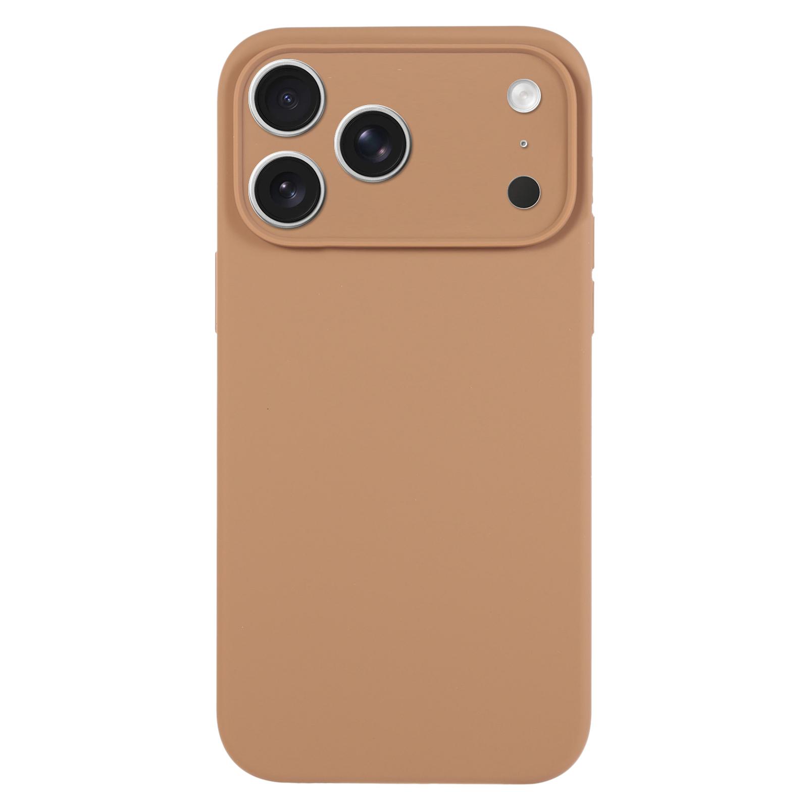 For iPhone 17 Pro Max Pure Color Liquid Silicone Fine Pore Phone Case(Light Brown) - Shopkiz.com