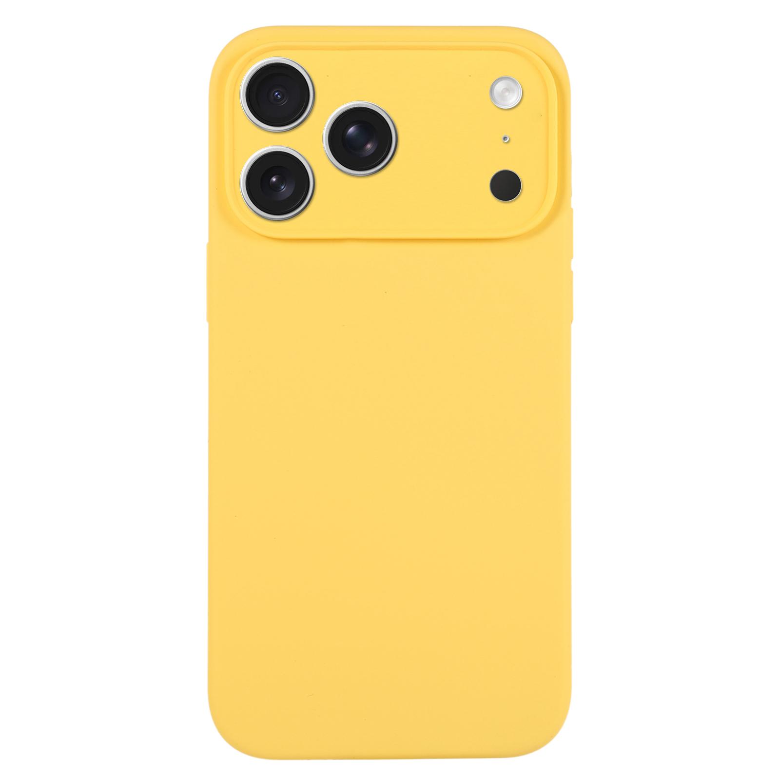 For iPhone 17 Pro Max Pure Color Liquid Silicone Fine Pore Phone Case(Yellow) - Shopkiz.com
