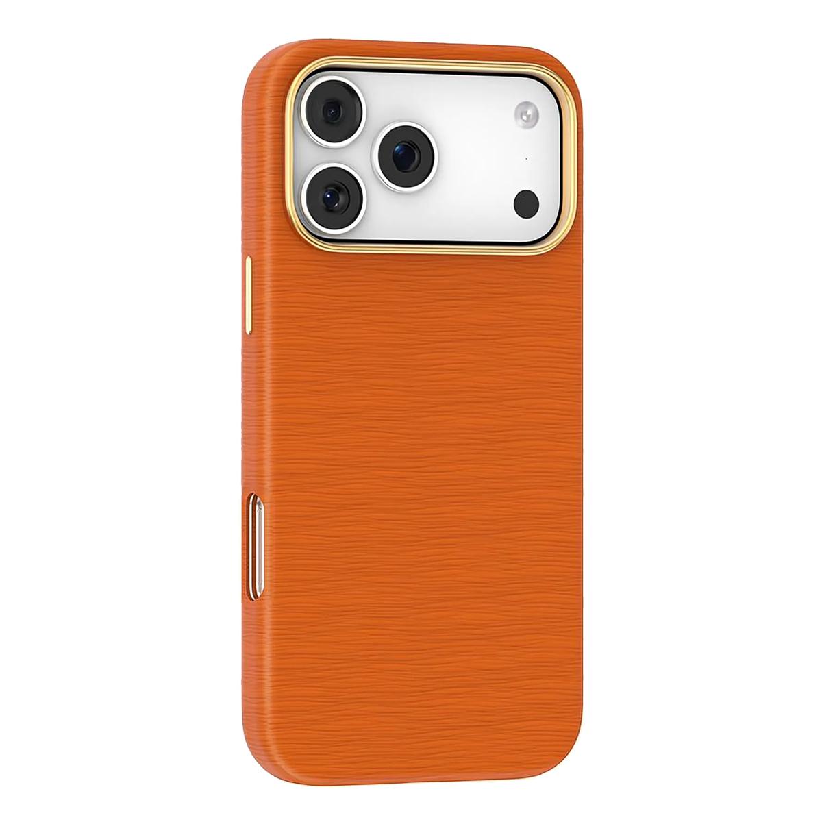 For iPhone 17 Pro Max Mutural Rhyme Series Satin Texture Leather MagSafe Phone Case(Orange) - Shopkiz.com