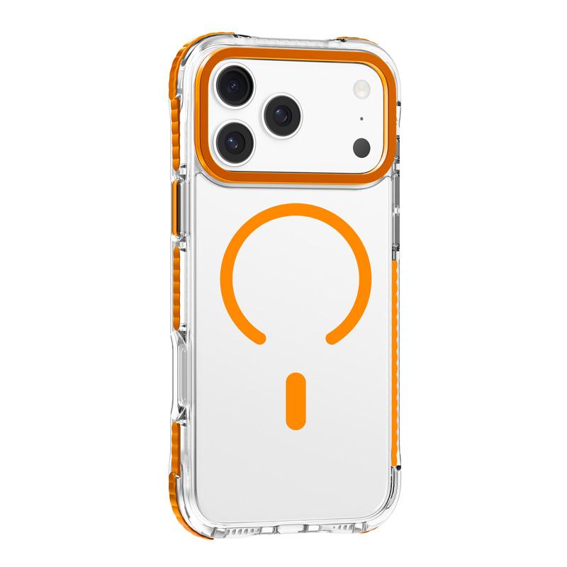 For iPhone 17 Pro Max Mutural Transparent Color Series PC+TPU Magnetic MagSafe Phone Case(Orange) - Shopkiz.com