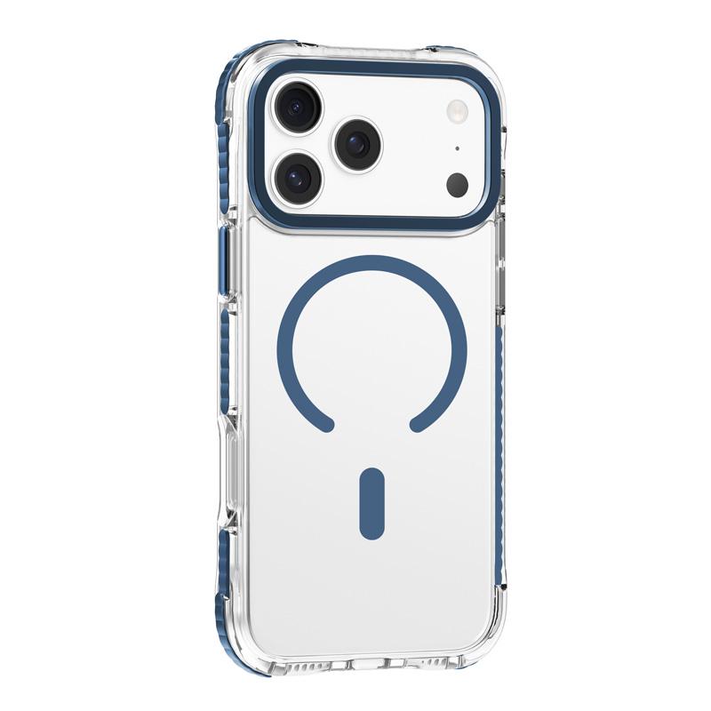 For iPhone 17 Pro Max Mutural Transparent Color Series PC+TPU Magnetic MagSafe Phone Case(Dark Blue) - Shopkiz.com