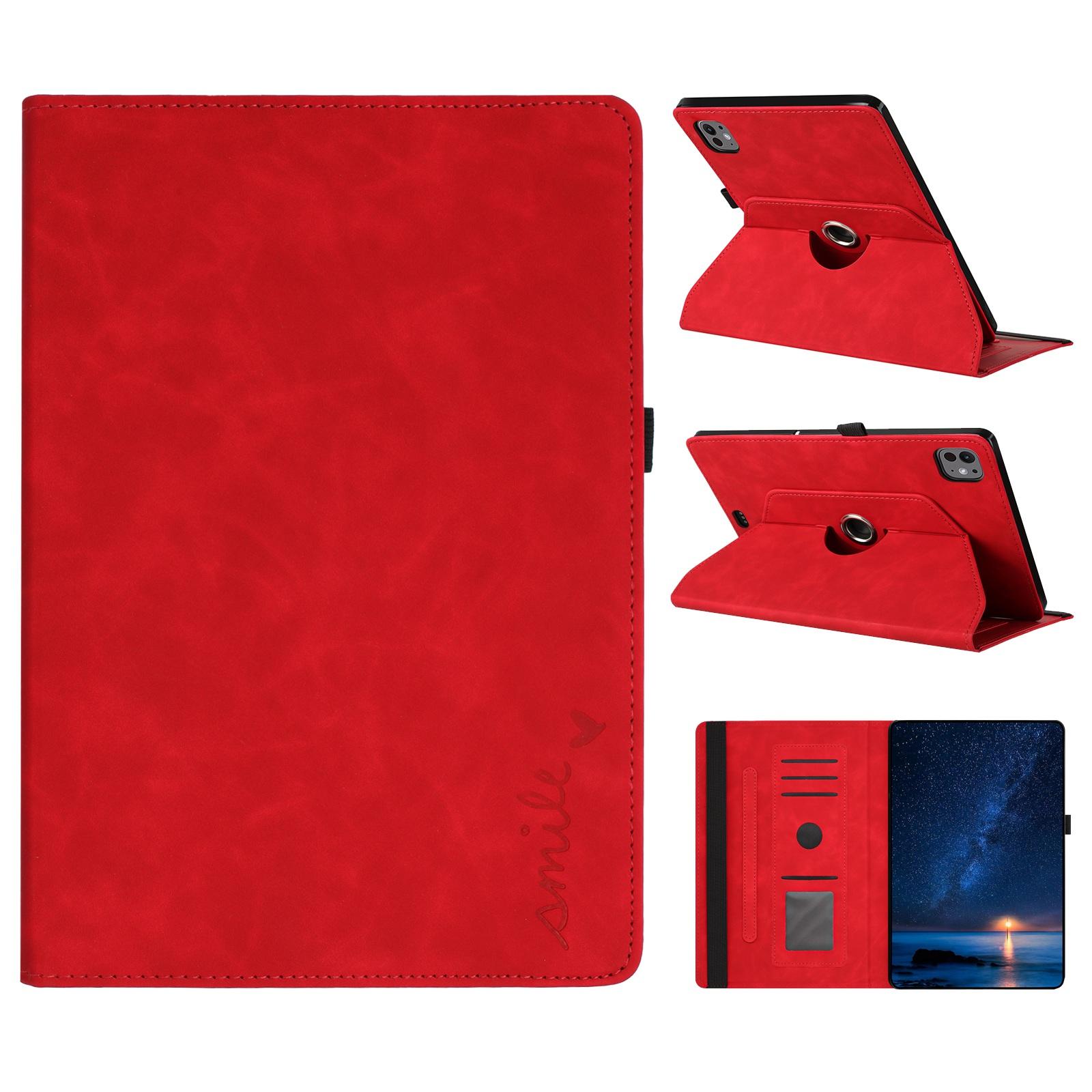 For iPad Air 11 2026 / 2025 / 2024 Smile Embossed Rotation Holder Leather Smart Tablet Case(Red) - Shopkiz.com