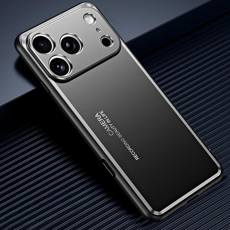For iPhone 17 Pro Max Frosted Metal Phone Case(Black) - Shopkiz.com