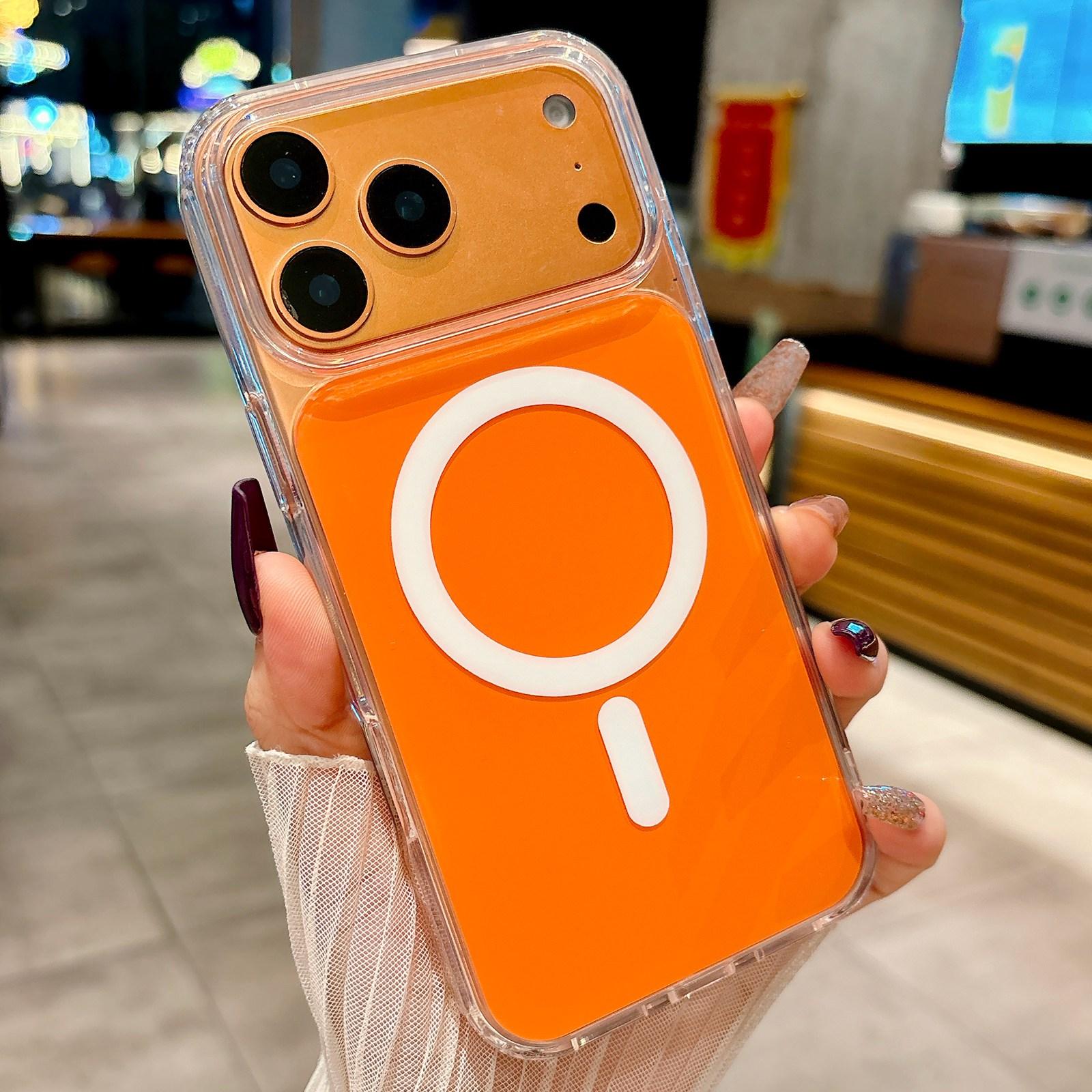 For iPhone 17 Pro Max Acrylic MagSafe Phone Case(Orange) - Shopkiz.com