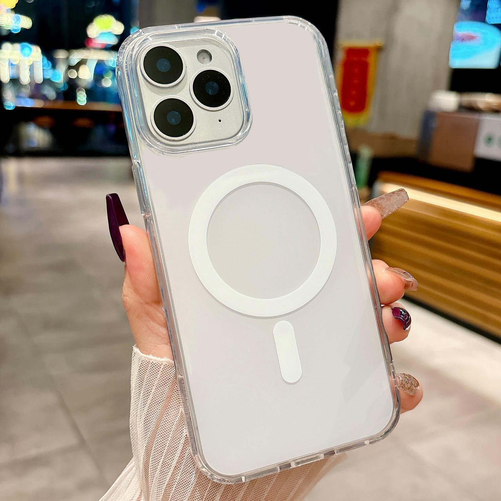 For iPhone 11 Pro Max Acrylic MagSafe Phone Case(Silver) - Shopkiz.com