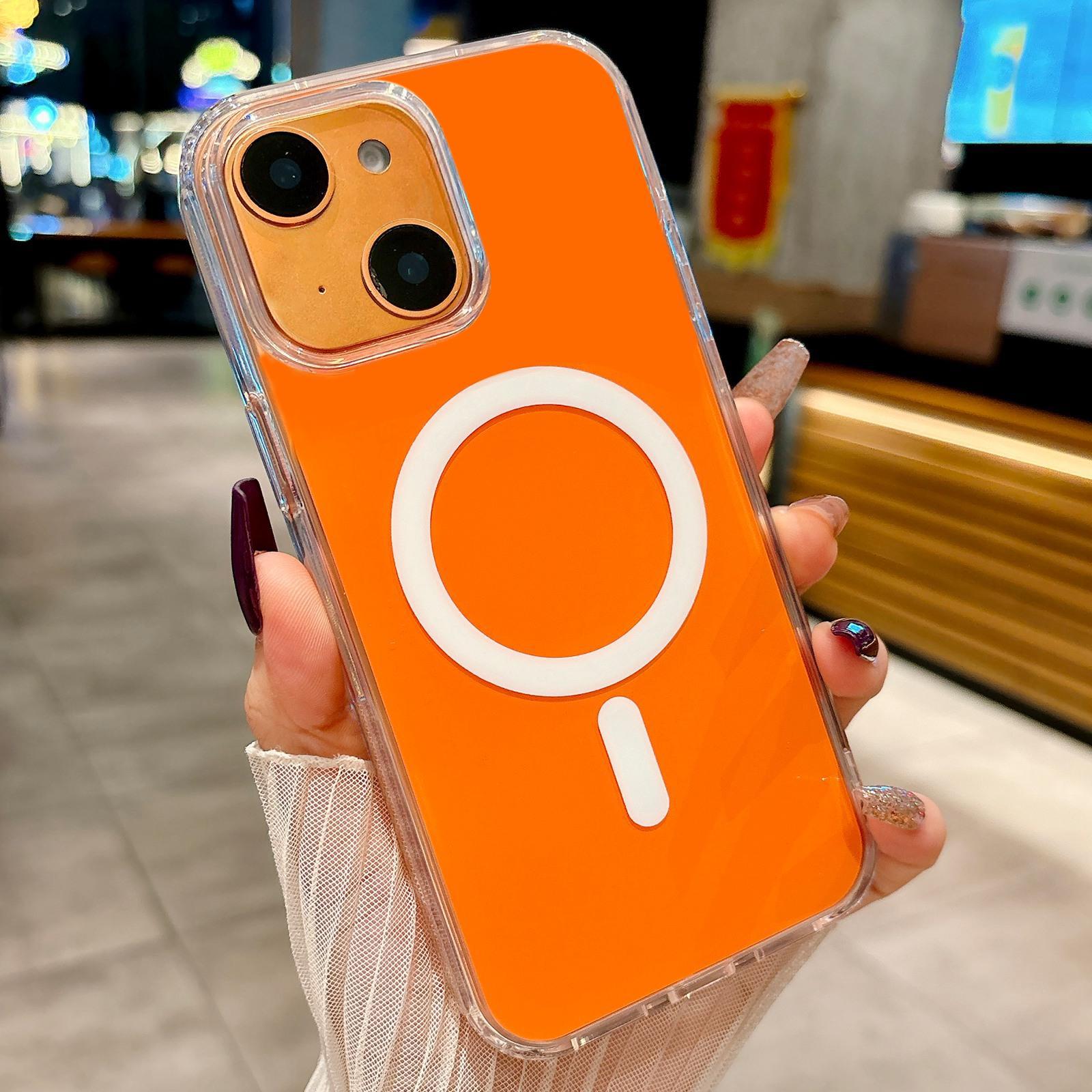 For iPhone 13 Acrylic MagSafe Phone Case(Orange) - Shopkiz.com